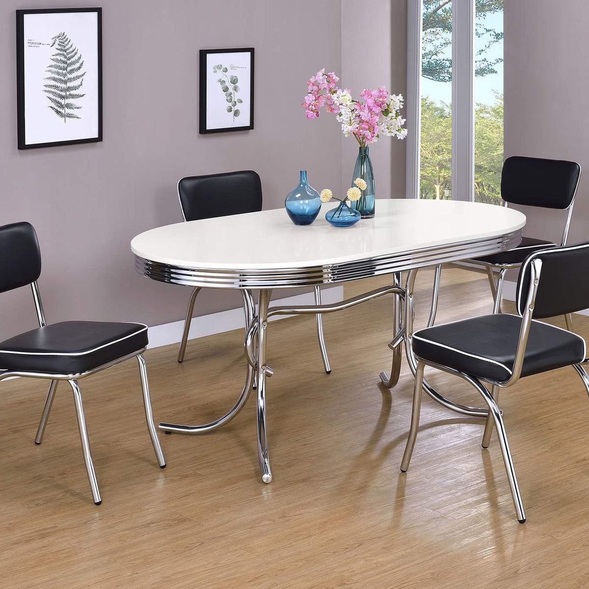2066 Retro Upholstered Dining Side Chair Black (Set of 2)