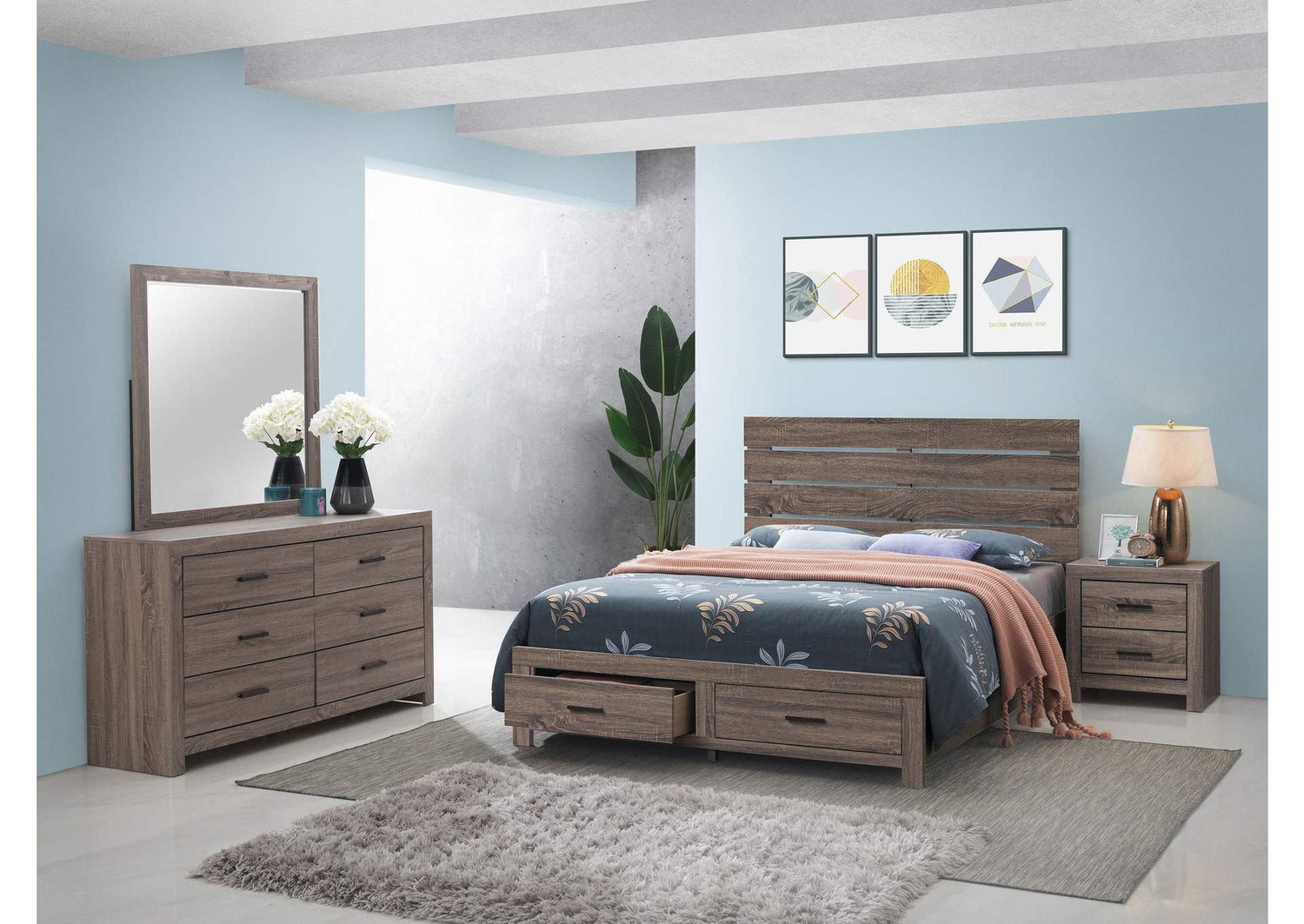 Brantford 4-piece Eastern King Bedroom Set Barrel Oak