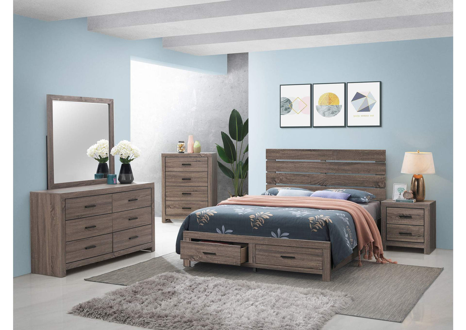 Brantford 5-piece Eastern King Bedroom Set Barrel Oak
