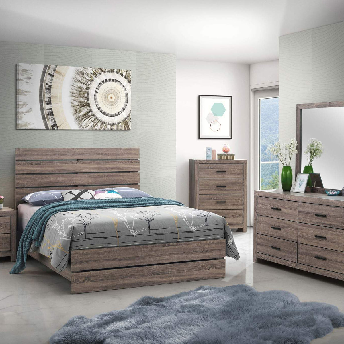 207041Q Brantford Wood Queen Panel Bed Barrel Oak