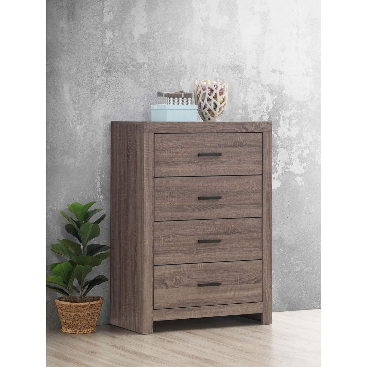 207045 Brantford 4-drawer Bedroom Chest Barrel Oak