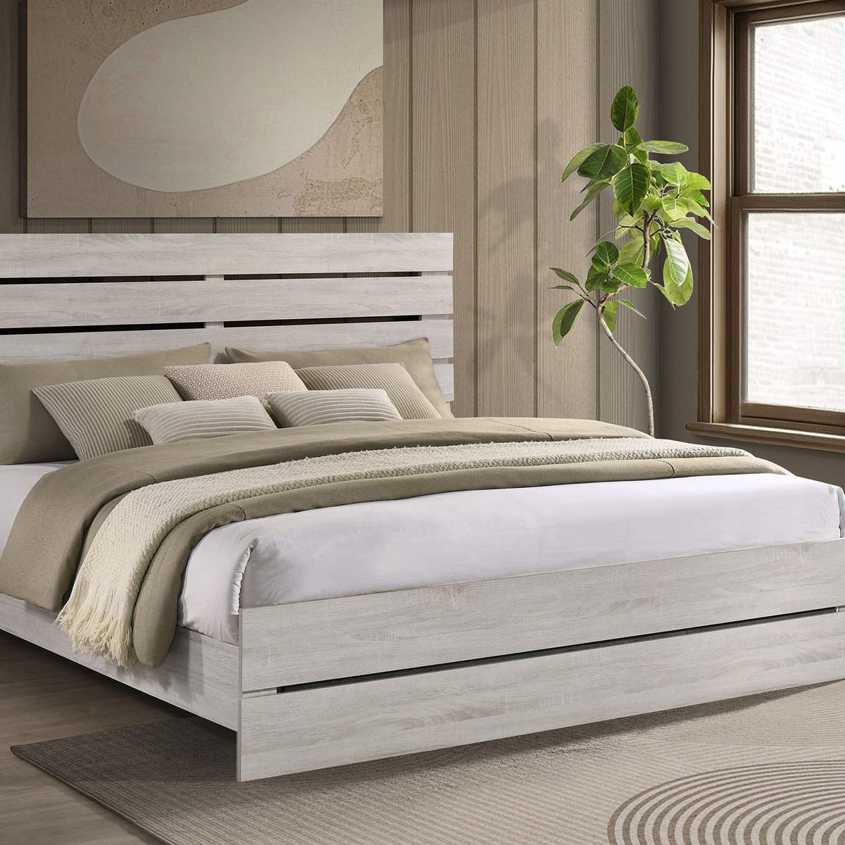 207051KE Brantford Wood Eastern King Panel Bed Coastal White