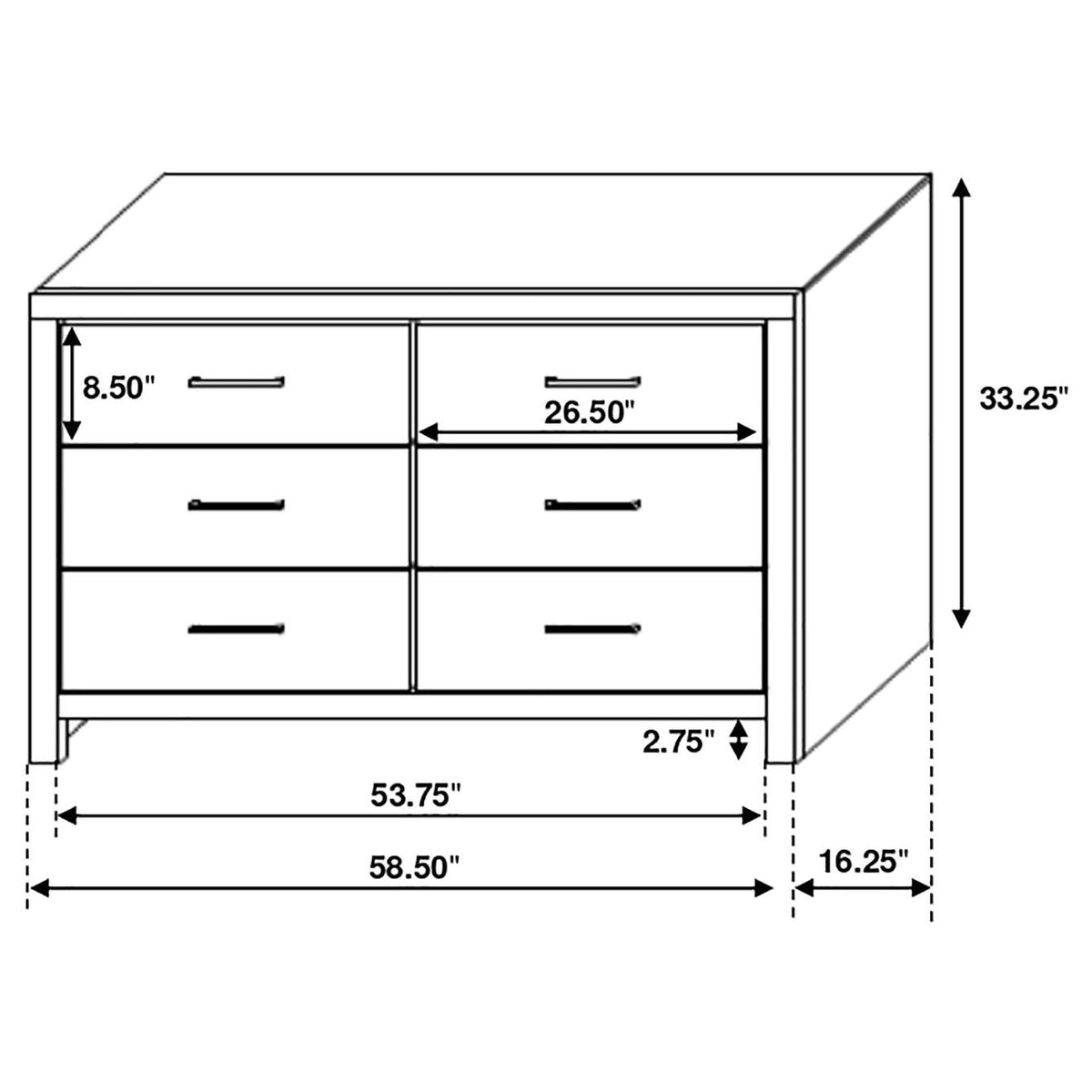 207053 Brantford 6-drawer Dresser Coastal White