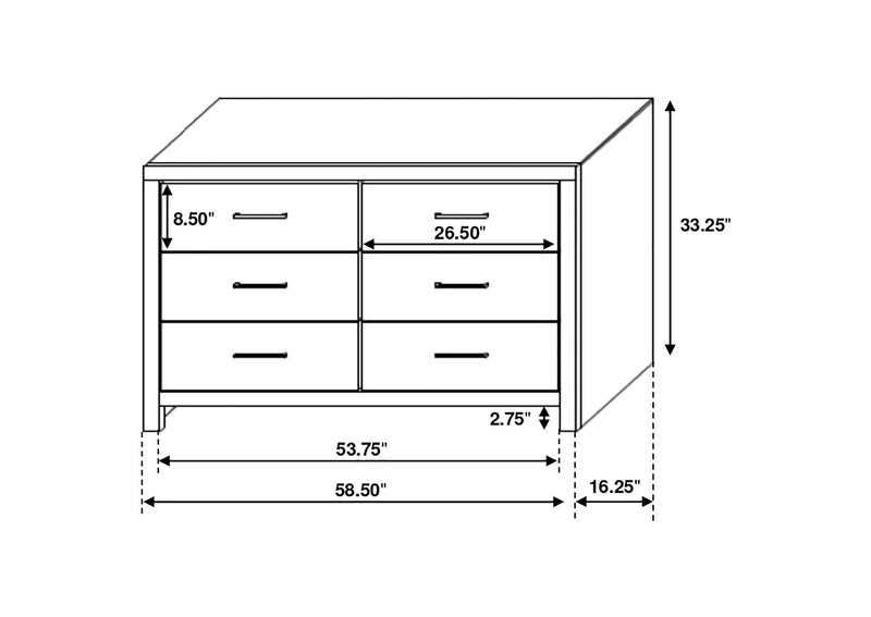 207053 Brantford 6-drawer Dresser Coastal White