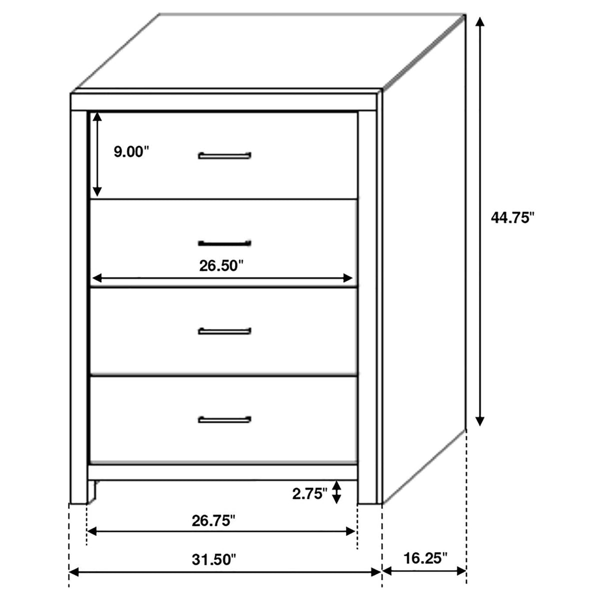 207055 Brantford 4-drawer Bedroom Chest Coastal White