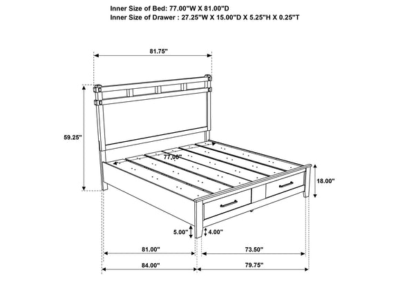 207530KE-S5 Hazlewood 5-piece Eastern King Bedroom Set Vineyard Oak