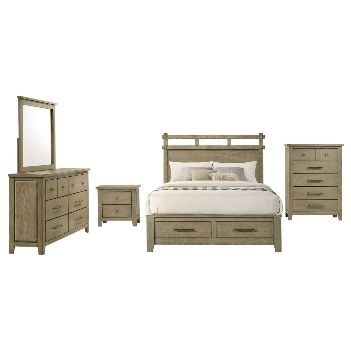 207530Q-S5 Hazlewood 5-piece Queen Bedroom Set Vineyard Oak