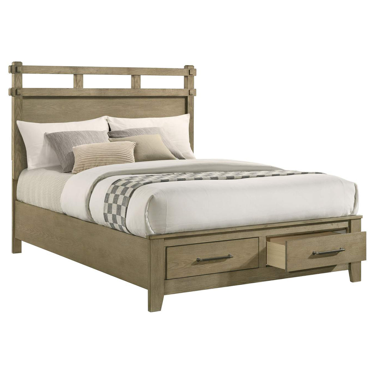 207530Q Hazlewood 59-inch Queen Panel Storage Bed Vineyard Oak