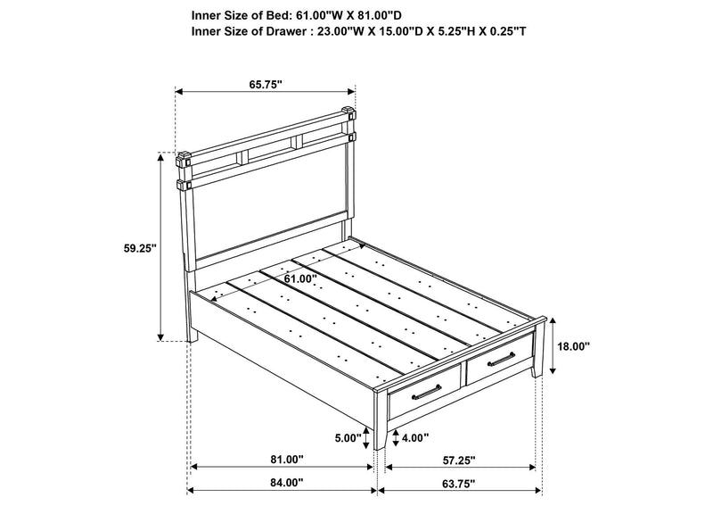 207530Q Hazlewood 59-inch Queen Panel Storage Bed Vineyard Oak