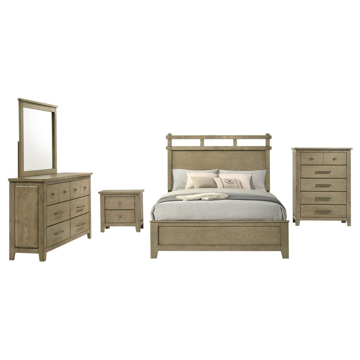 207531Q-S5 Hazlewood 5-piece Queen Bedroom Set Vineyard Oak