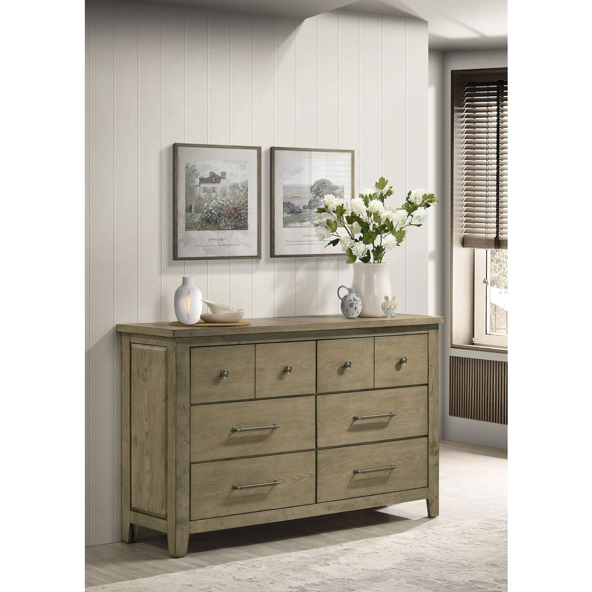 207533 Hazlewood 6-drawer Bedroom Dresser Cabinet Vineyard Oak