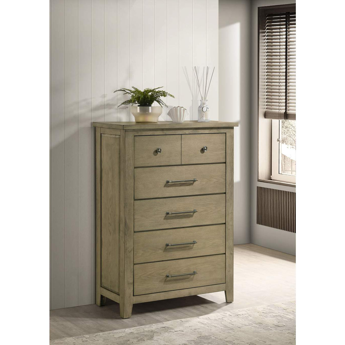 207535 Hazlewood 5-drawer Bedroom Chest of Drawers Vineyard Oak