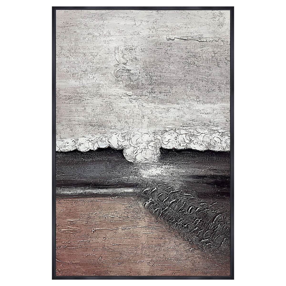 Hand Painted Abstract Canvas Multi 40 x 60" - Gray