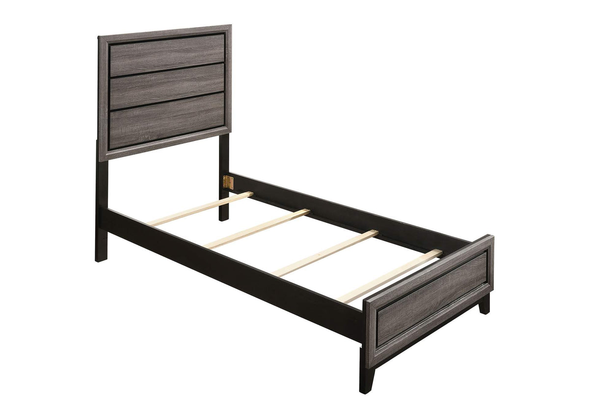 Watson Wood Twin Panel Bed Grey Oak