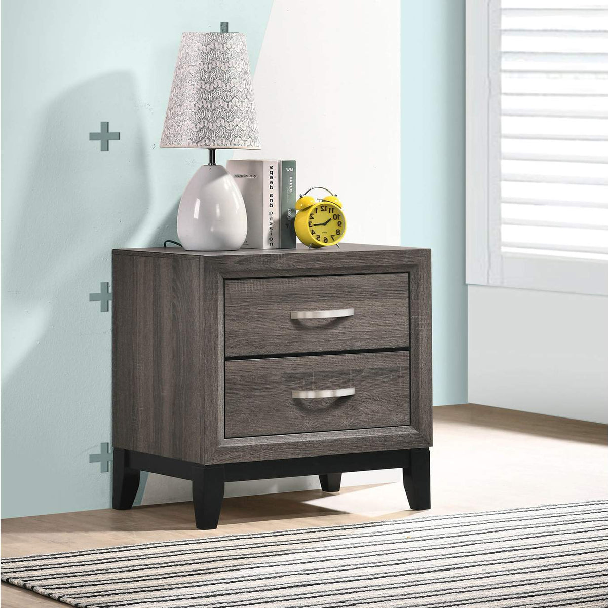 212422 Watson 2-drawer Nightstand Grey Oak