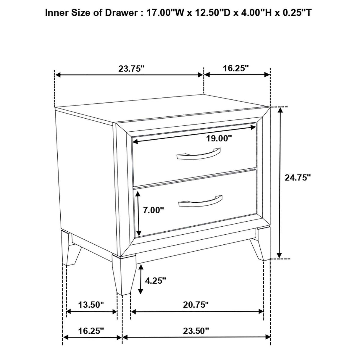 212422 Watson 2-drawer Nightstand Grey Oak