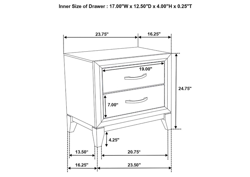 212422 Watson 2-drawer Nightstand Grey Oak