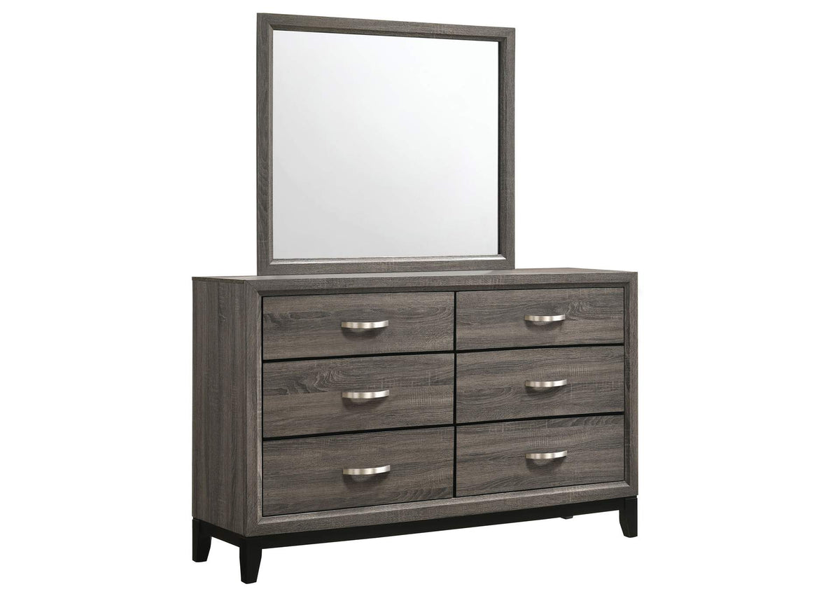 Watson 6-drawer Dresser with Mirror Grey Oak