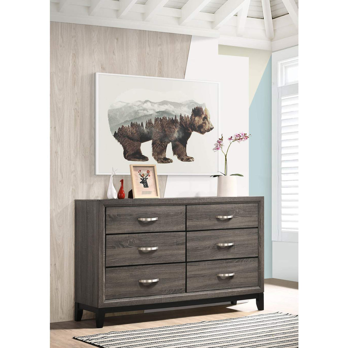 212423 Watson 6-drawer Dresser Grey Oak