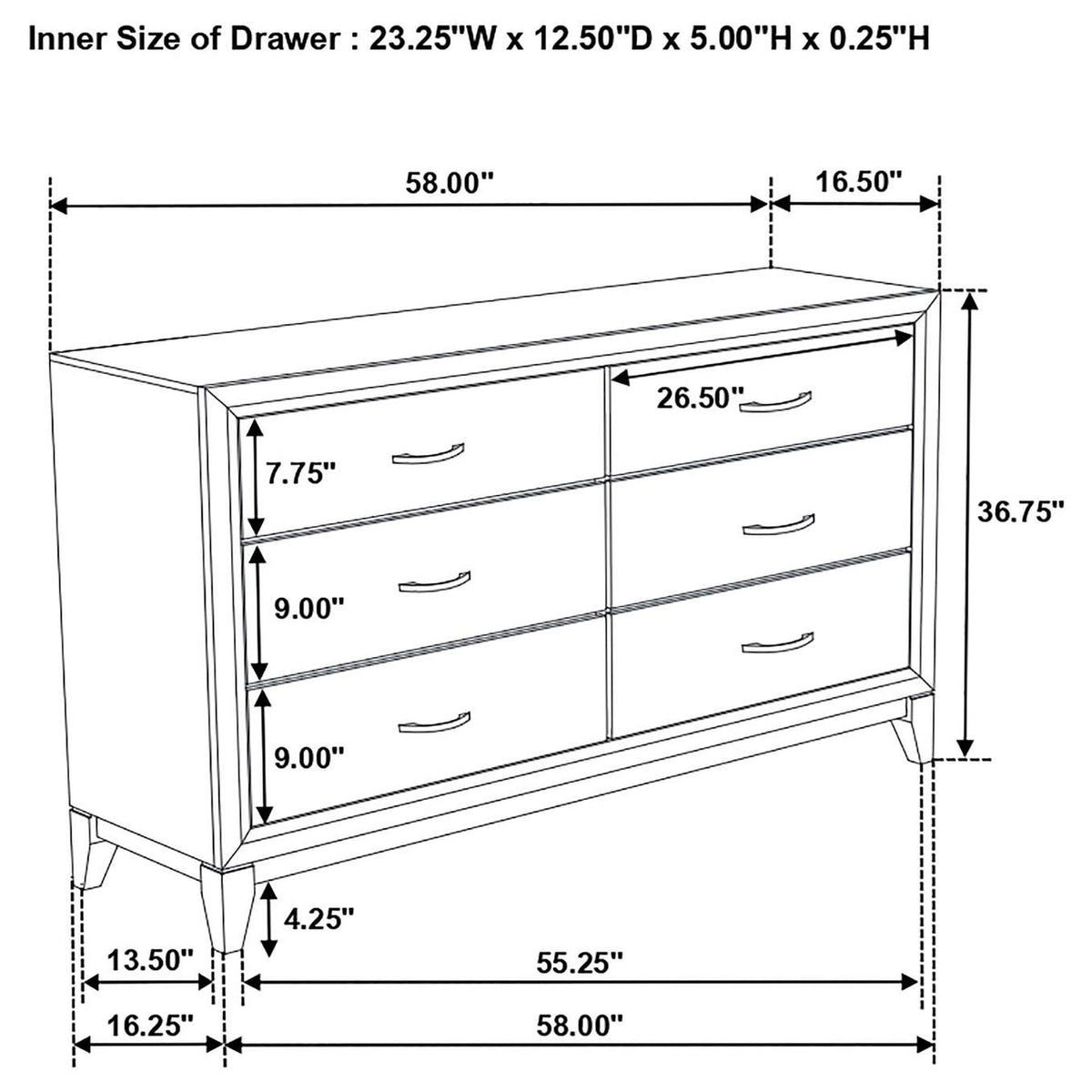 212423 Watson 6-drawer Dresser Grey Oak