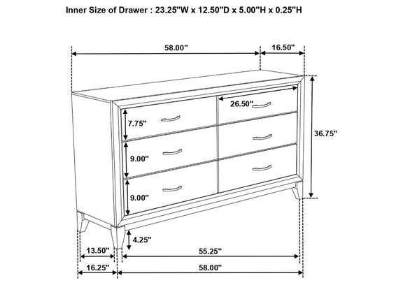212423 Watson 6-drawer Dresser Grey Oak