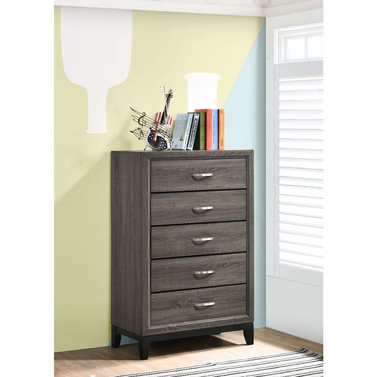 212425 Watson 5-drawer Bedroom Chest Grey Oak