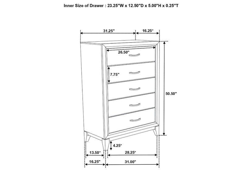 212425 Watson 5-drawer Bedroom Chest Grey Oak