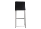 TOV-K3636 Denmark Black Performance Vegan Leather and Stainless Steel Barstool - Set of 2