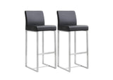 TOV-K3636 Denmark Black Performance Vegan Leather and Stainless Steel Barstool - Set of 2