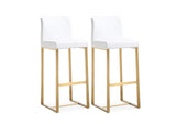 TOV-K3674 Denmark White Performance Vegan Leather and Gold Steel Barstool - Set of 2