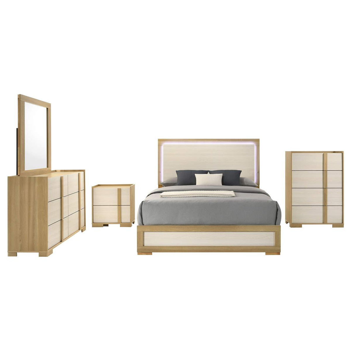 215651KE-S5 Hyland 5-piece Eastern King Bedroom Set Natural