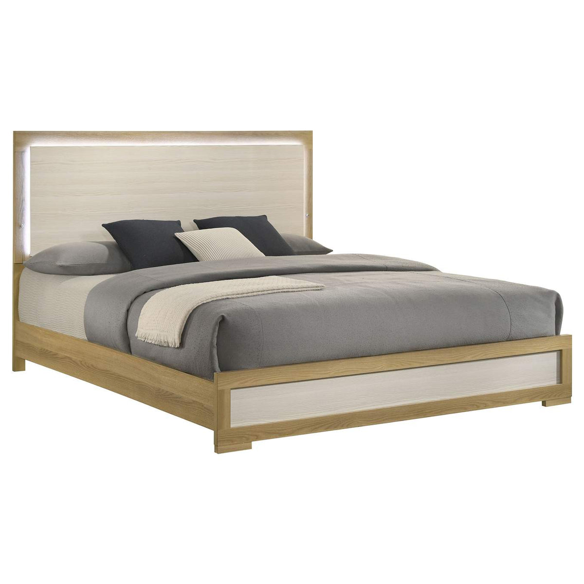 215651KE Hyland Eastern King Panel Bed LED Headboard Natural