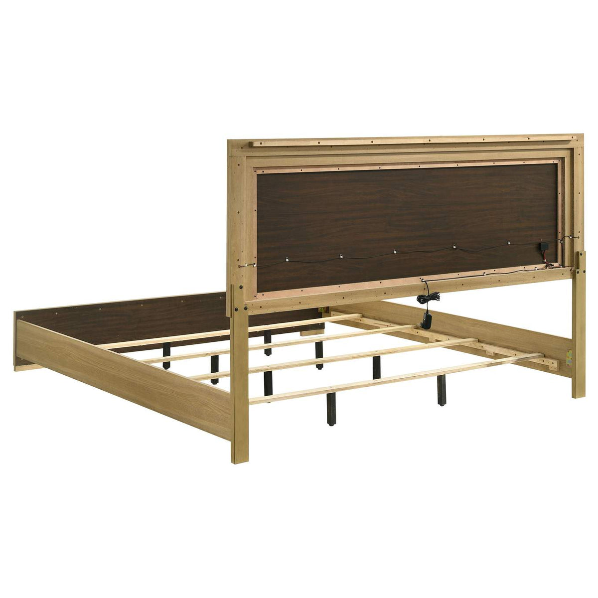 215651KE Hyland Eastern King Panel Bed LED Headboard Natural