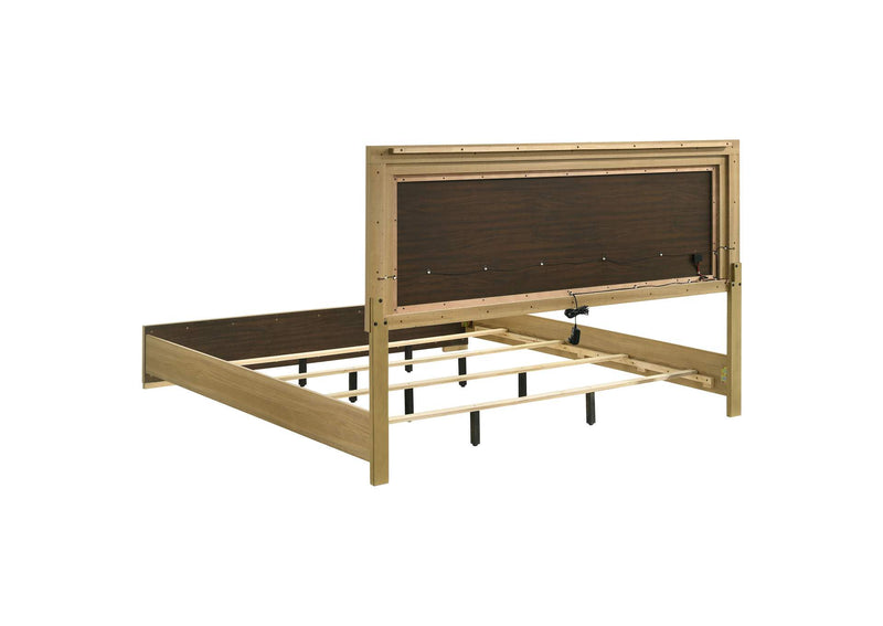 215651KE Hyland Eastern King Panel Bed LED Headboard Natural
