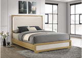 215651Q Hyland Wood Queen LED Panel Bed Natural and White