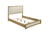 215651Q Hyland Wood Queen LED Panel Bed Natural and White