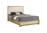 215651Q Hyland Wood Queen LED Panel Bed Natural and White
