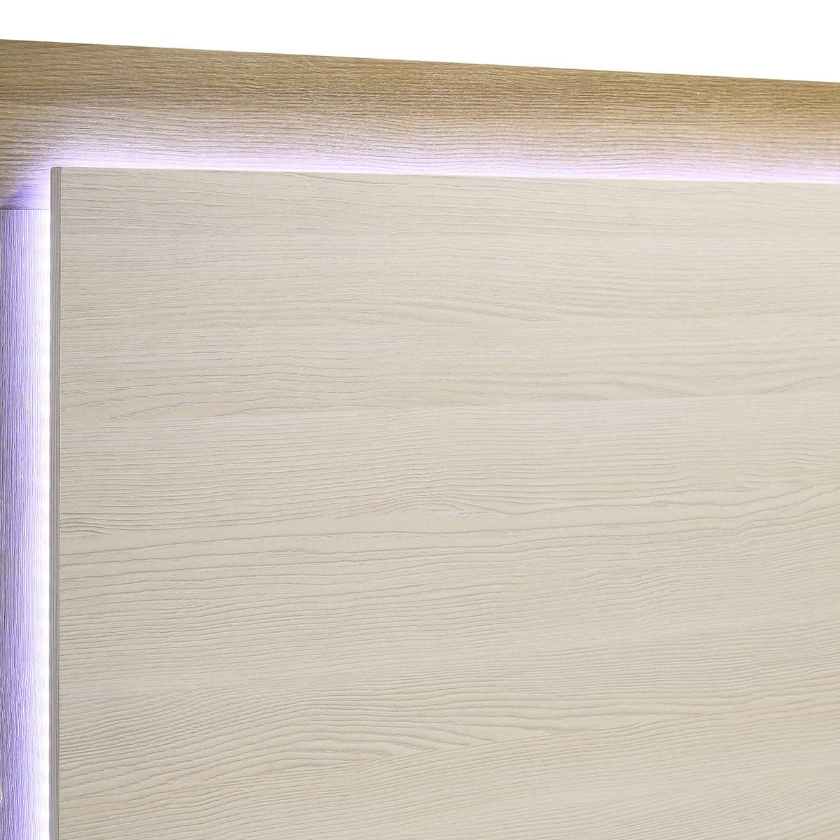 215651Q Hyland Wood Queen LED Panel Bed Natural and White