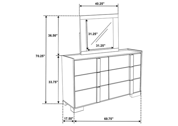 215653M Hyland 6-drawer Dresser with Mirror Natural