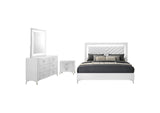 215791KE-S4 Cassia 4-piece Eastern King LED Bedroom Set White High Gloss