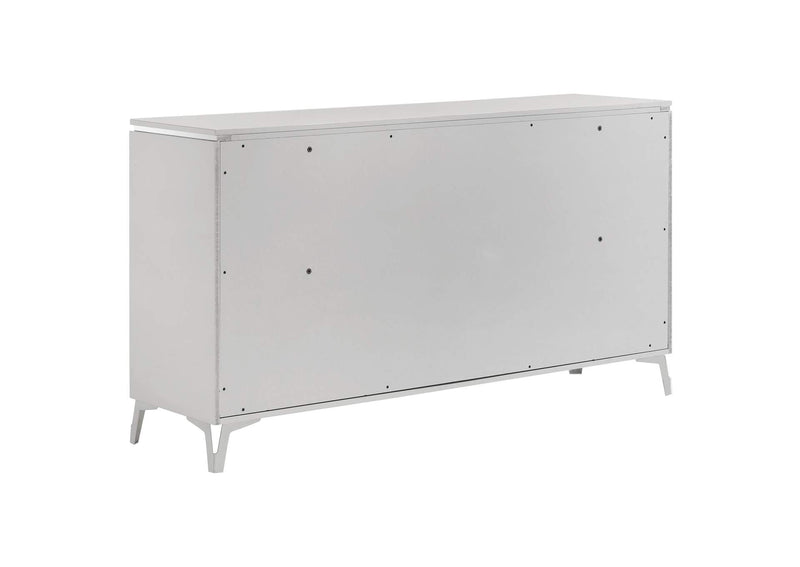 215791KE-S4 Cassia 4-piece Eastern King LED Bedroom Set White High Gloss
