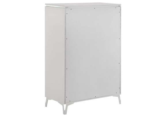 215791KE-S5 Cassia 5-piece Eastern King LED Bedroom Set White High Gloss