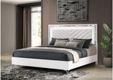 215791KE Cassia Eastern King LED Panel Bed White High Gloss