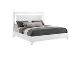 215791KE Cassia Eastern King LED Panel Bed White High Gloss
