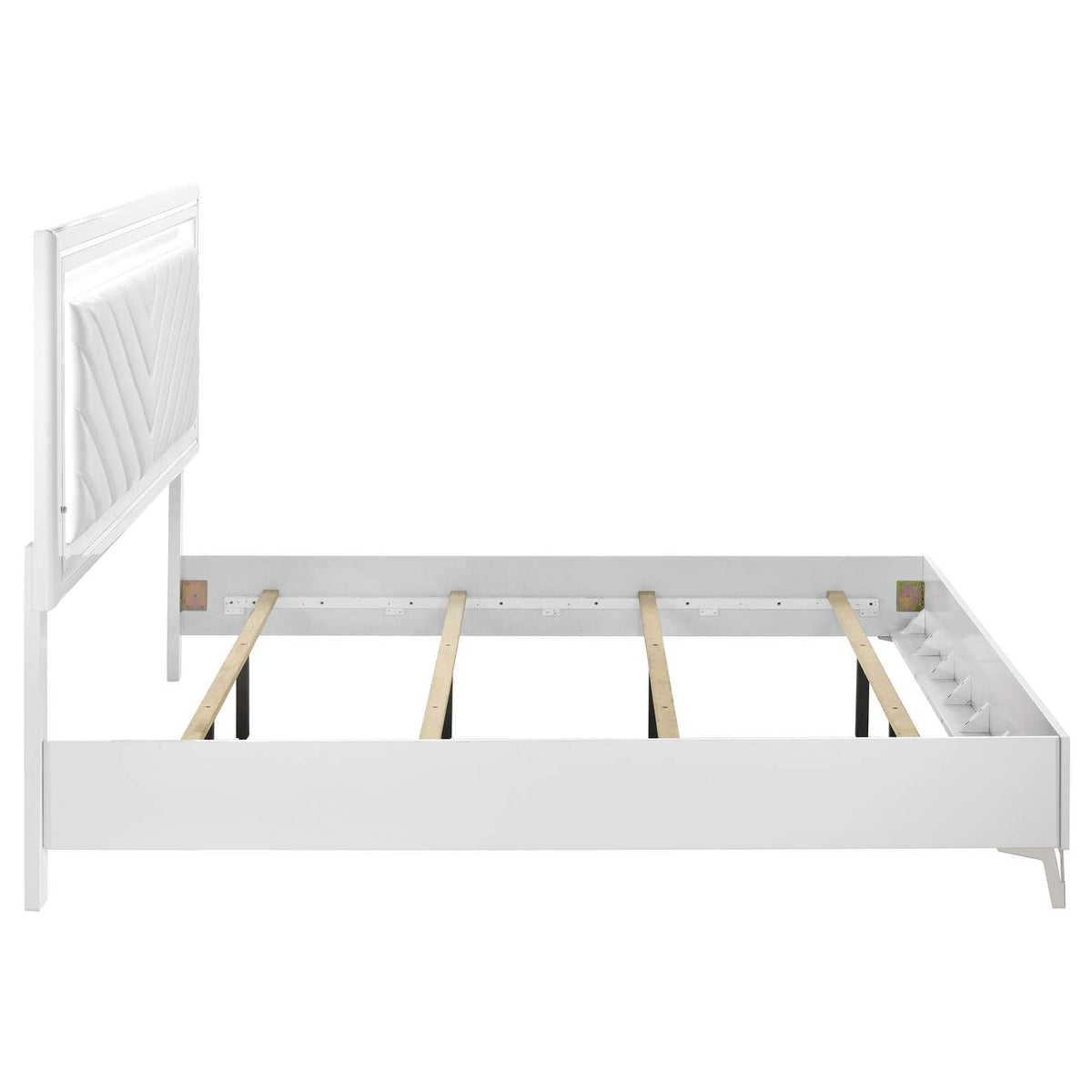 215791KE Cassia Eastern King LED Panel Bed White High Gloss