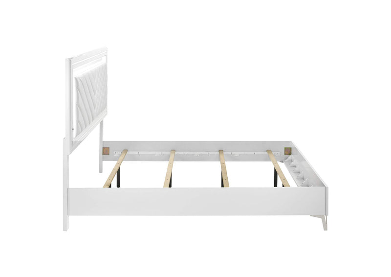 215791KE Cassia Eastern King LED Panel Bed White High Gloss
