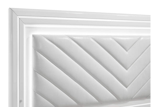 215791KE Cassia Eastern King LED Panel Bed White High Gloss