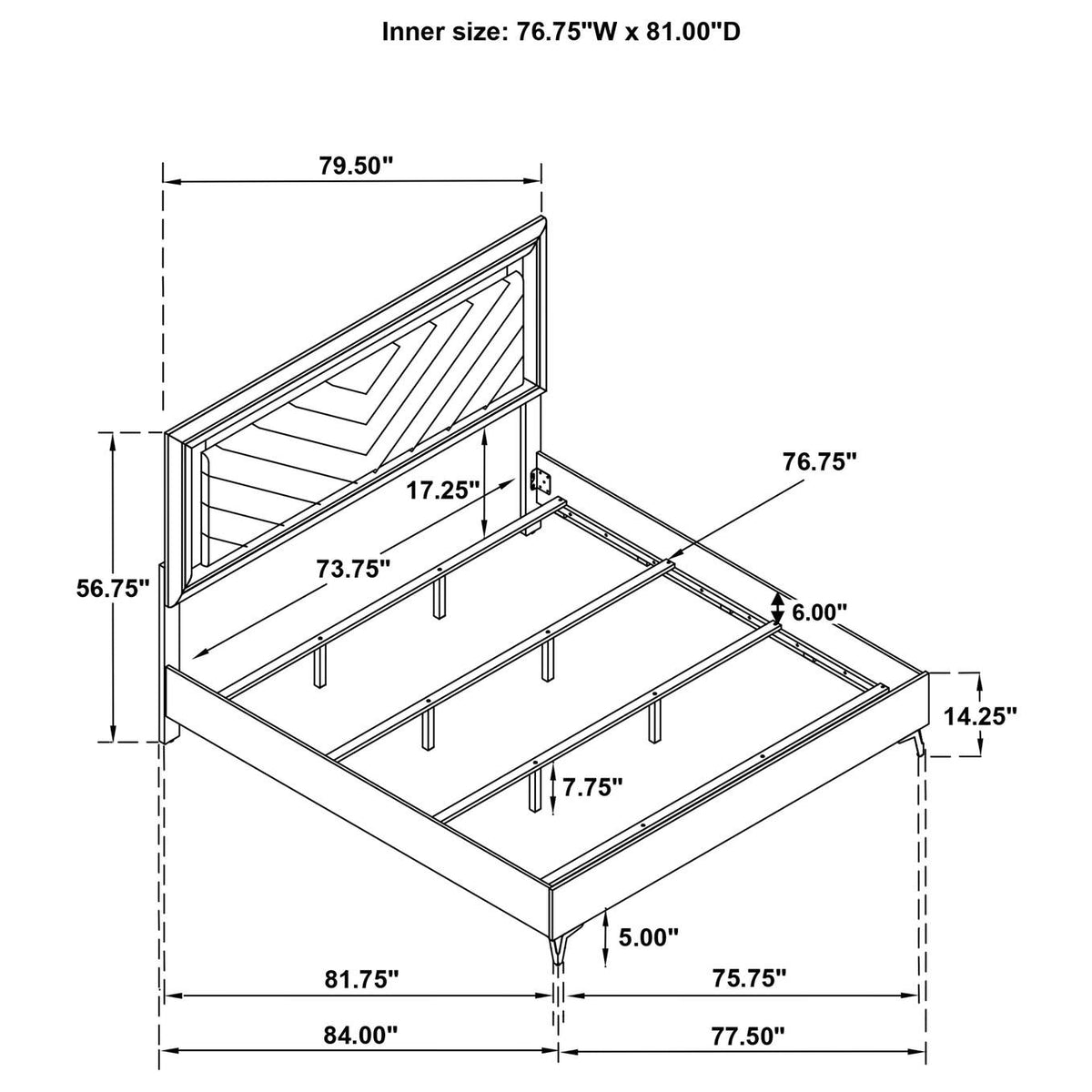 215791KE Cassia Eastern King LED Panel Bed White High Gloss
