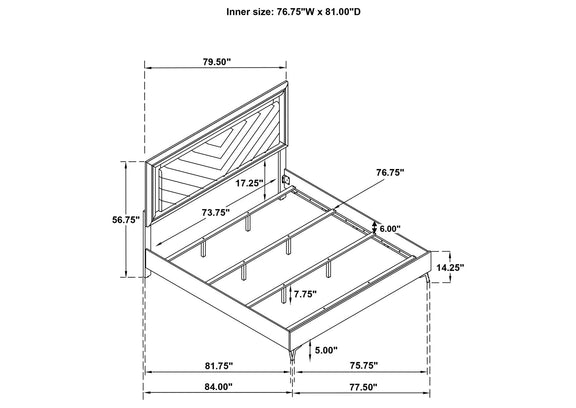 215791KE Cassia Eastern King LED Panel Bed White High Gloss
