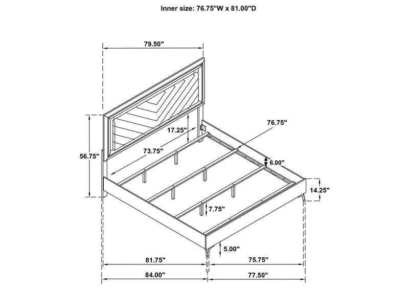 215791KE Cassia Eastern King LED Panel Bed White High Gloss